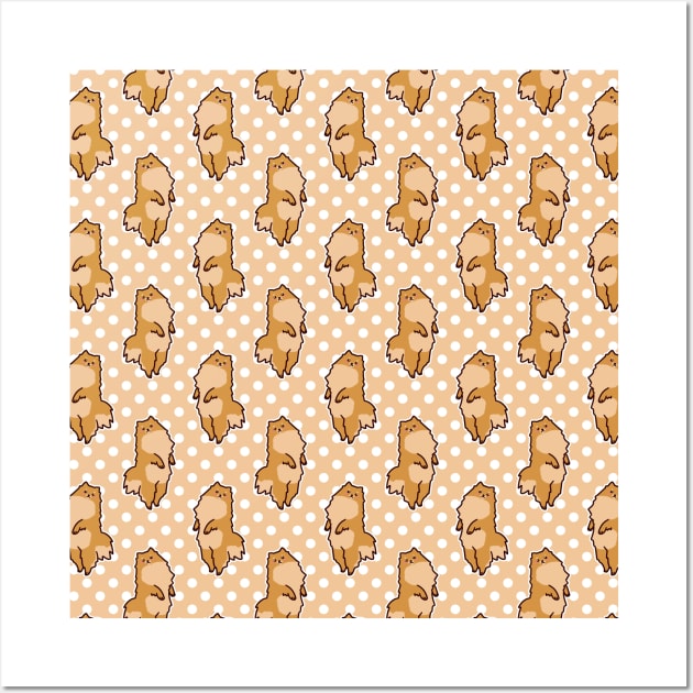 Standing Pomeranian Polk-a-dot Pattern Wall Art by saradaboru